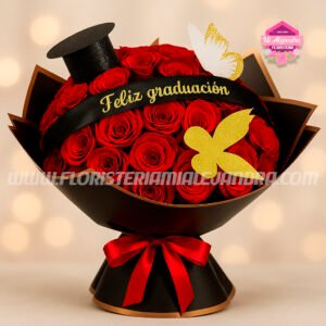 Bouquet de graduación con Rosas Rojas