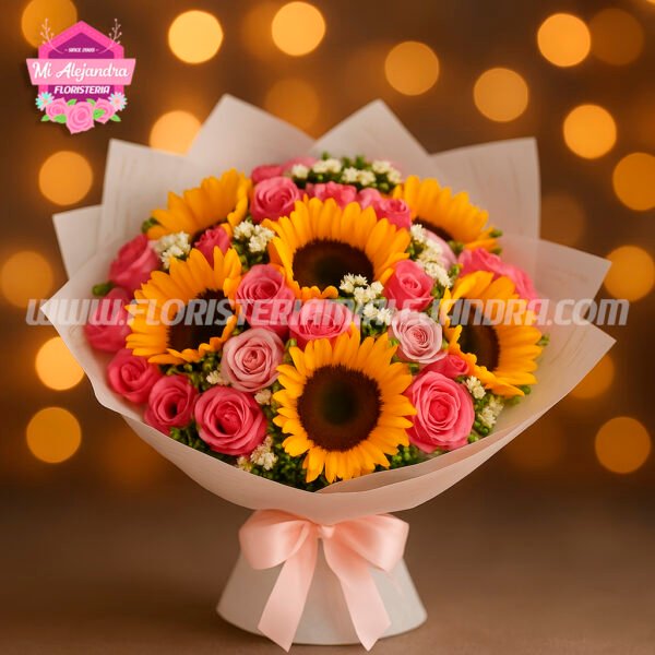 Bouquet de Rosas y Girasoles