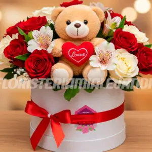 Flores y peluche